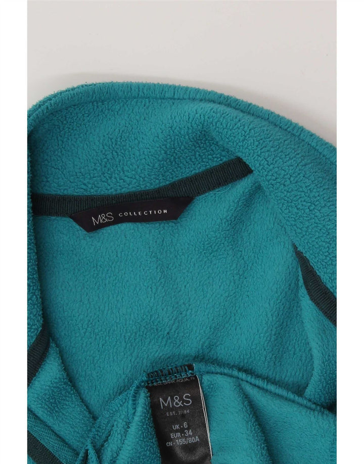Marks & Spencer Womens Fleece Jacket UK 6 XS Blue Polyester