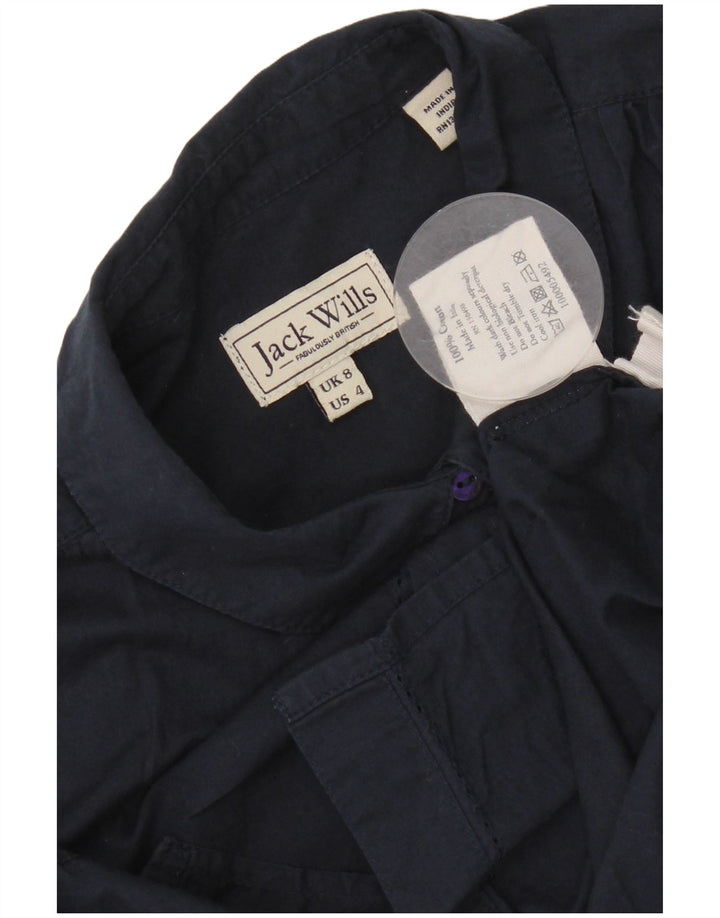 Jack Wills Womens Shirt UK 8 Small Navy Blue Cotton