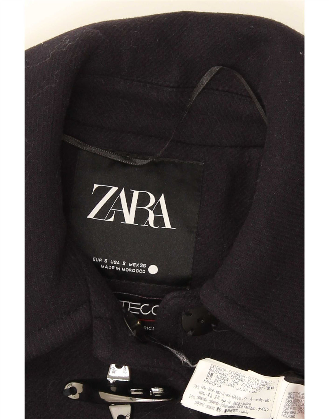 Zara Womens Oversized Overcoat UK 10 Small Navy Blue Wool