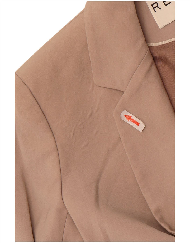Reiss Womens 1 Button Blazer Jacket UK 6 XS Beige Wool