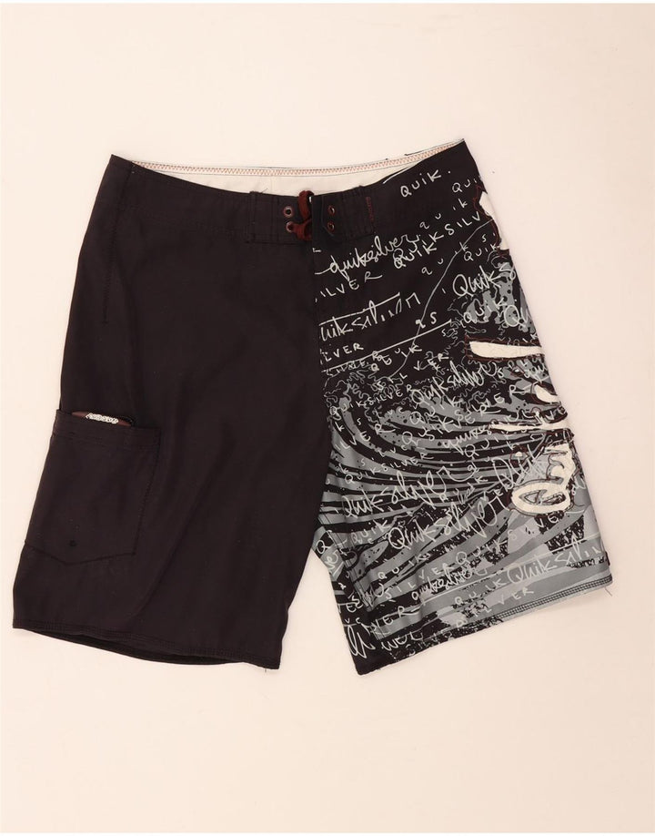 QUIKSILVER Mens Graphic Swimming Shorts Small Black Polyester
