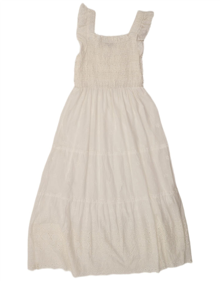 Gaudi Womens Sleeveless Maxi Dress UK 12 Medium White Cotton