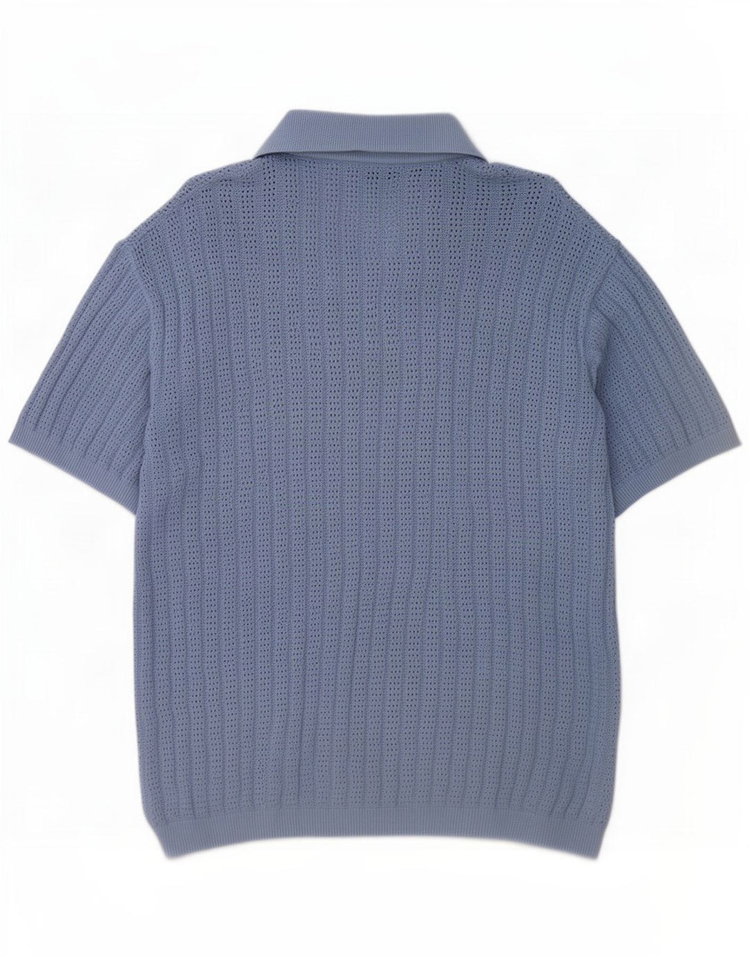 Zara Mens Short Sleeve Cardigan Sweater Medium Blue Cotton