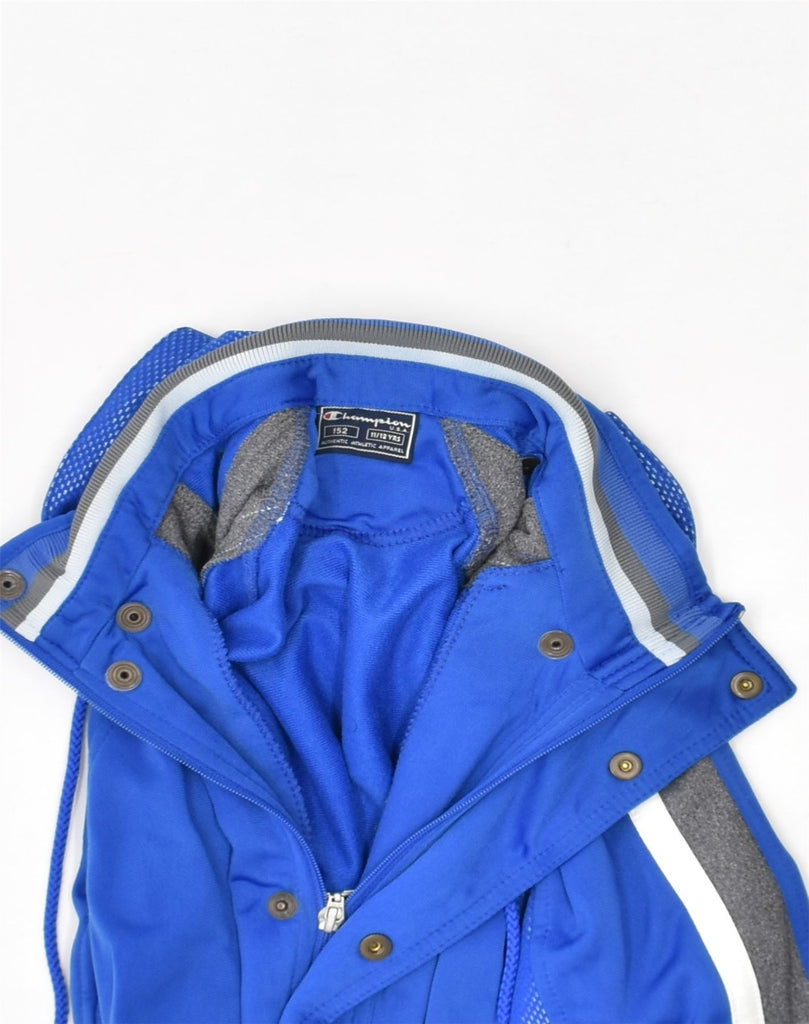 CHAMPION Boys Hooded Tracksuit Top Jacket 11-12 Years Blue Polyester | Vintage Champion | Thrift | Second-Hand Champion | Used Clothing | Messina Hembry 