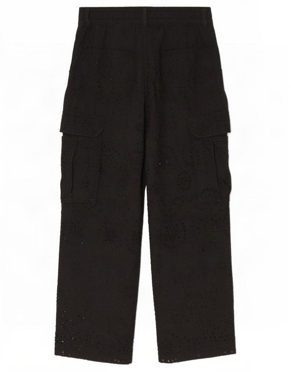 Zara Womens High Waist Loose Fit Cargo Trousers Medium W30 L26 Black