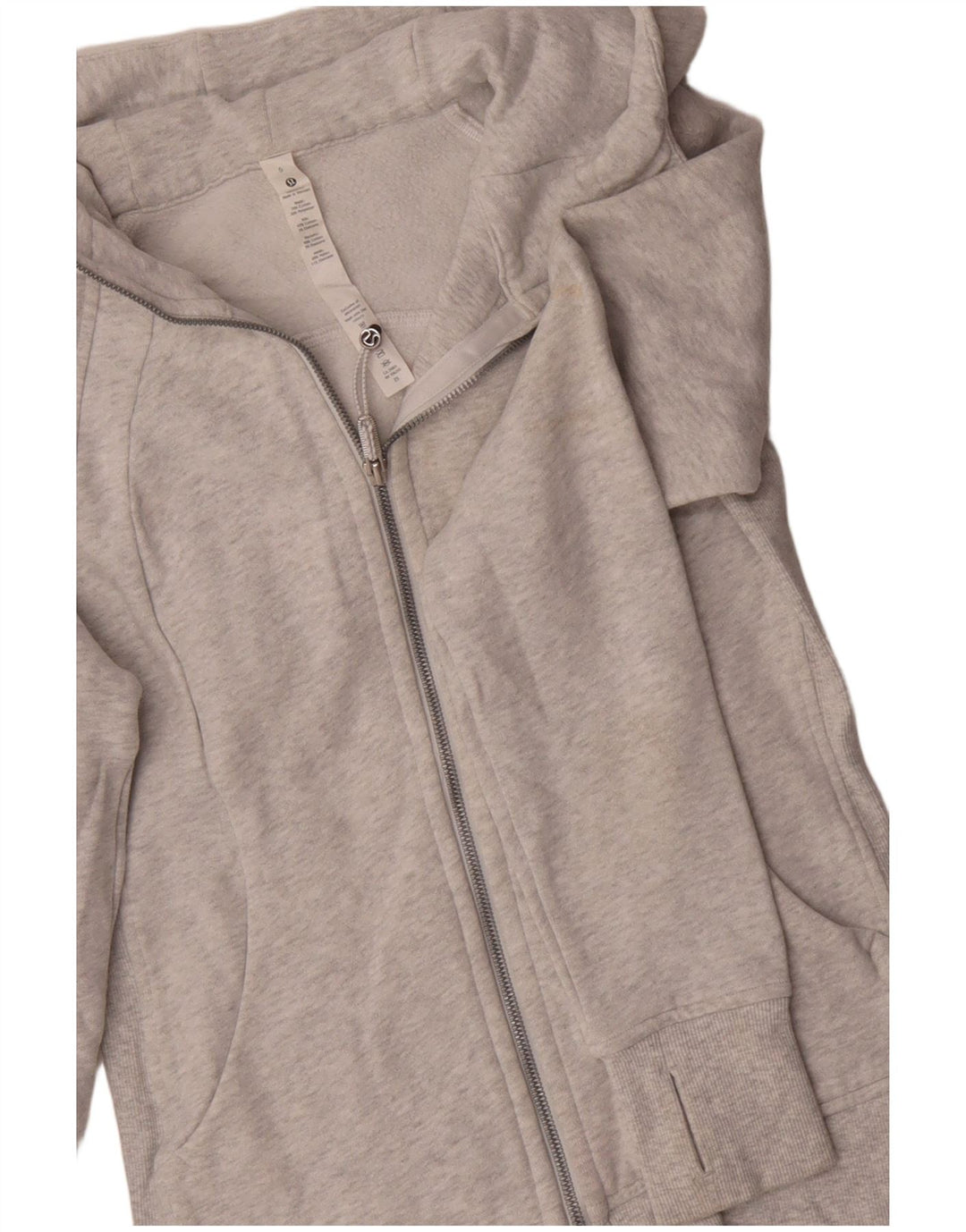 LULULEMON Womens Zip Hoodie Sweater US 6 Medium Grey Cotton