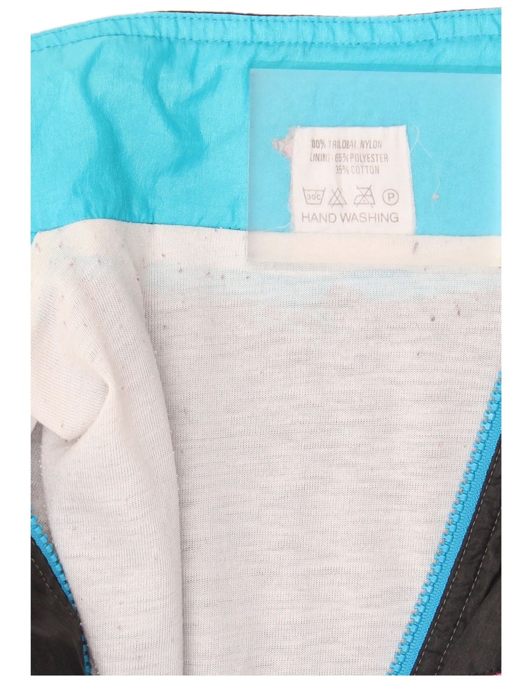 Vintage Mens Tracksuit Top Jacket Medium Blue Colourblock Nylon