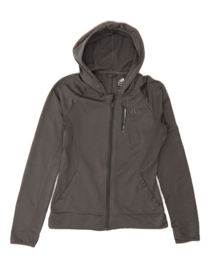 ADIDAS Womens Zip Hoodie Sweater UK 10 Small  Grey Polyester Vintage Adidas and Second-Hand Adidas from Messina Hembry 