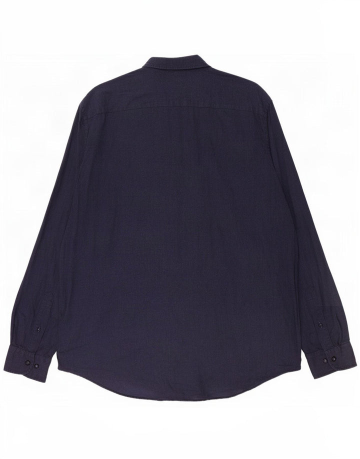 Tommy Hilfiger Mens Regular Fit Shirt XL Navy Blue Cotton