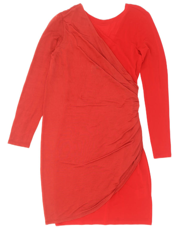 Marella Womens Long Sleeve Sheath Dress UK 8 Small Red Viscose
