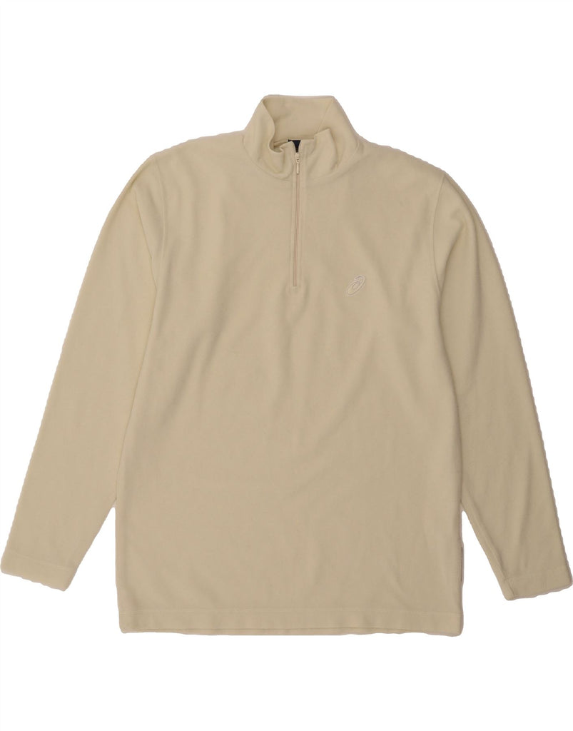 ASICS Mens Zip Neck Fleece Jumper Medium Beige Polyester Vintage Asics and Second-Hand Asics from Messina Hembry 