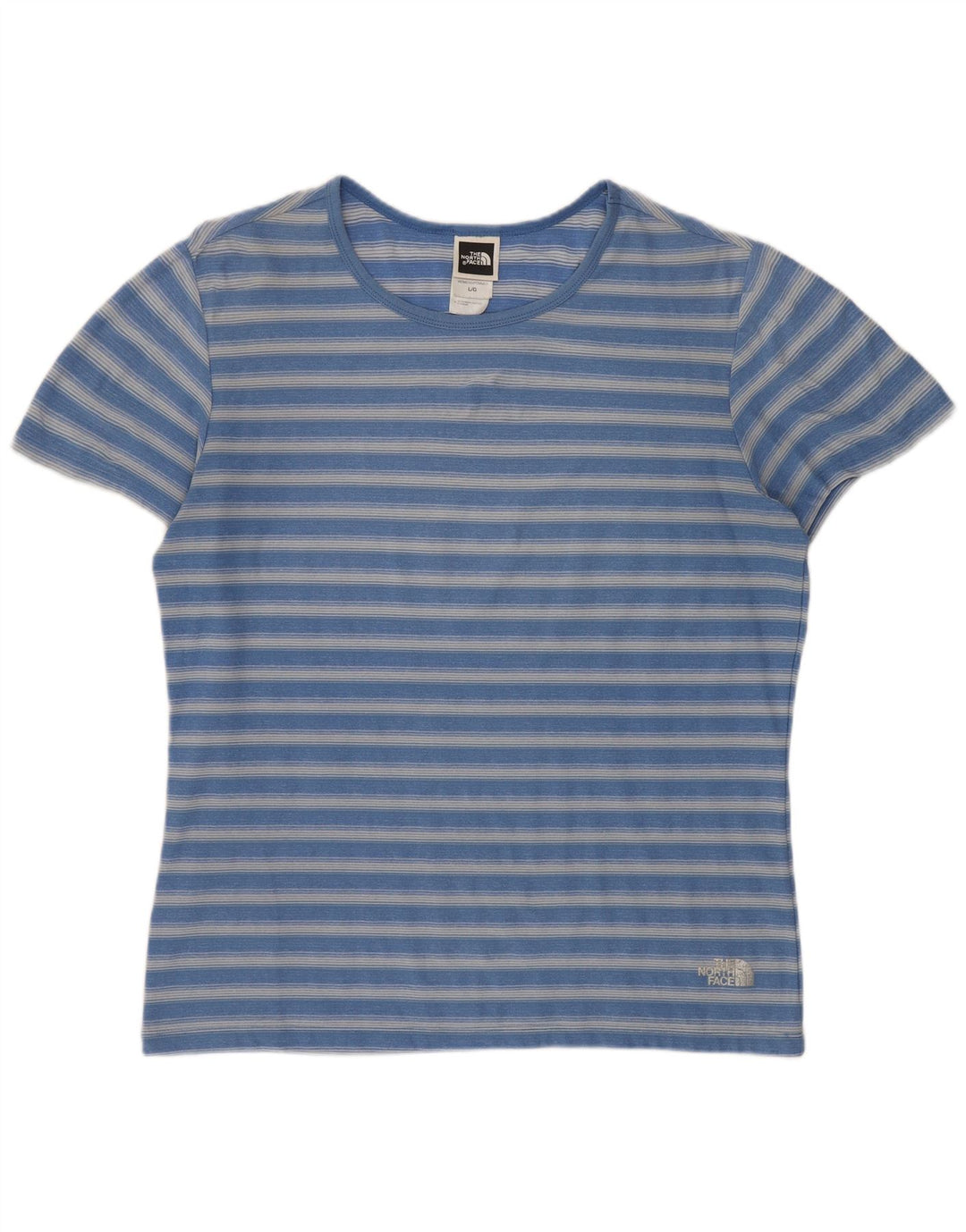 The North Face Womens T-Shirt Top UK 16 Large Blue Striped Polyester