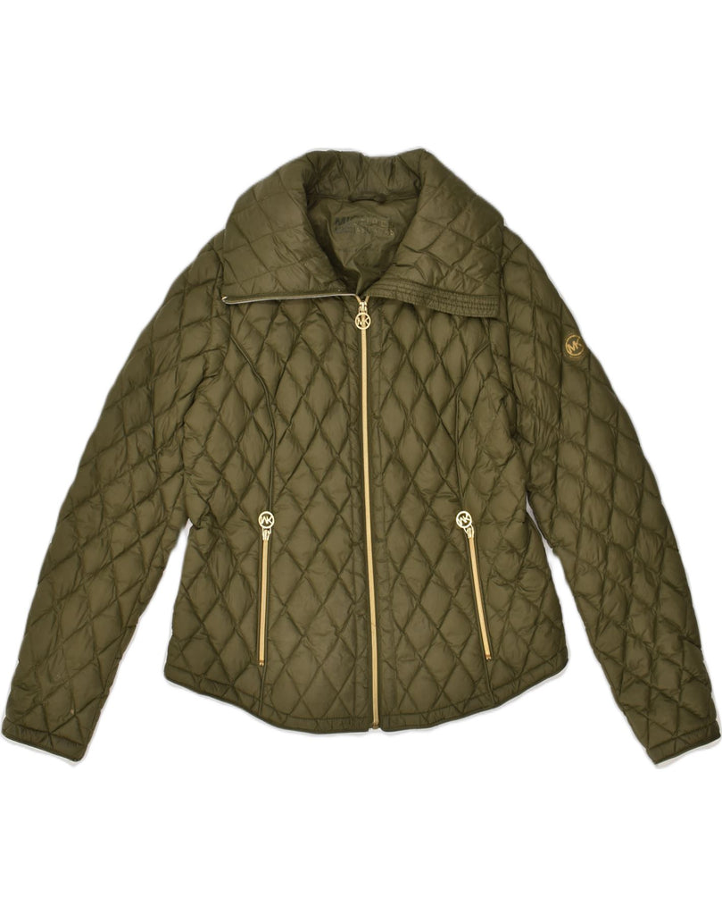 MICHAEL KORS Womens Quilted Padded Jacket UK 16 Large Khaki Nylon | Vintage Michael Kors | Thrift | Second-Hand Michael Kors | Used Clothing | Messina Hembry 