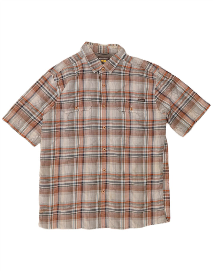 EDDIE BAUER Mens Short Sleeve Shirt Medium Multicoloured Check Polyester