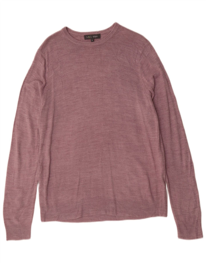 MARKS & SPENCER Mens Boat Neck Jumper Sweater Medium Pink Acrylic