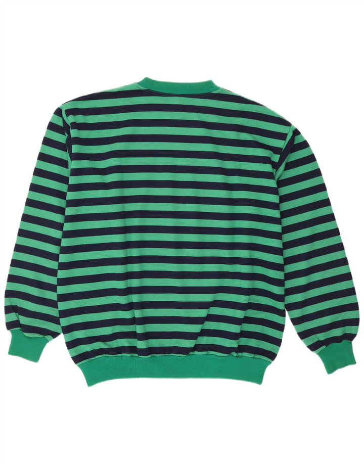 Vintage Mens Sweatshirt Jumper Large Green Striped Cotton