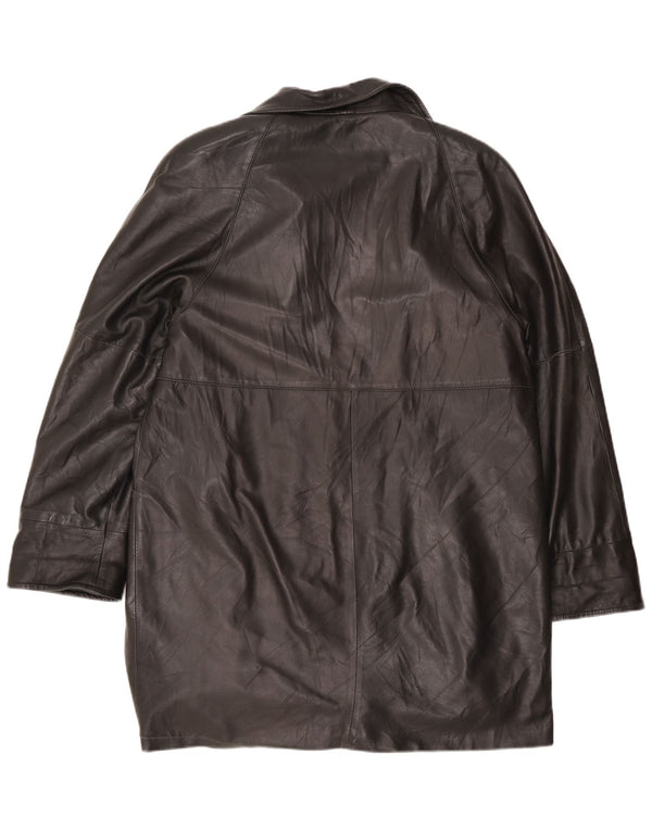 Vintage Womens Leather Coat UK 16 Large Black