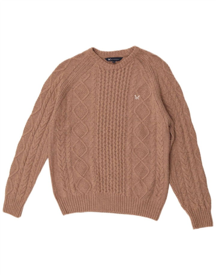 Crew Clothing Mens Crew Neck Jumper Sweater Large Brown Viscose