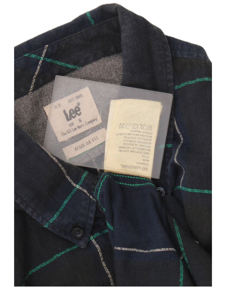 Lee Mens Regular Fit Flannel Shirt Small Navy Blue Check Cotton