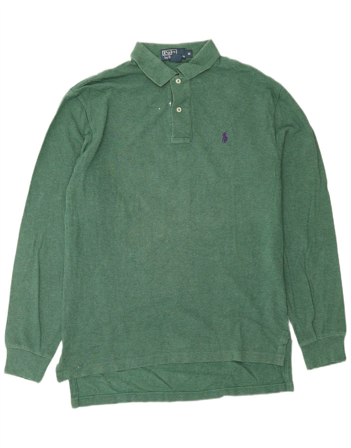 POLO RALPH LAUREN Mens Long Sleeve Polo Shirt Medium Green Cotton