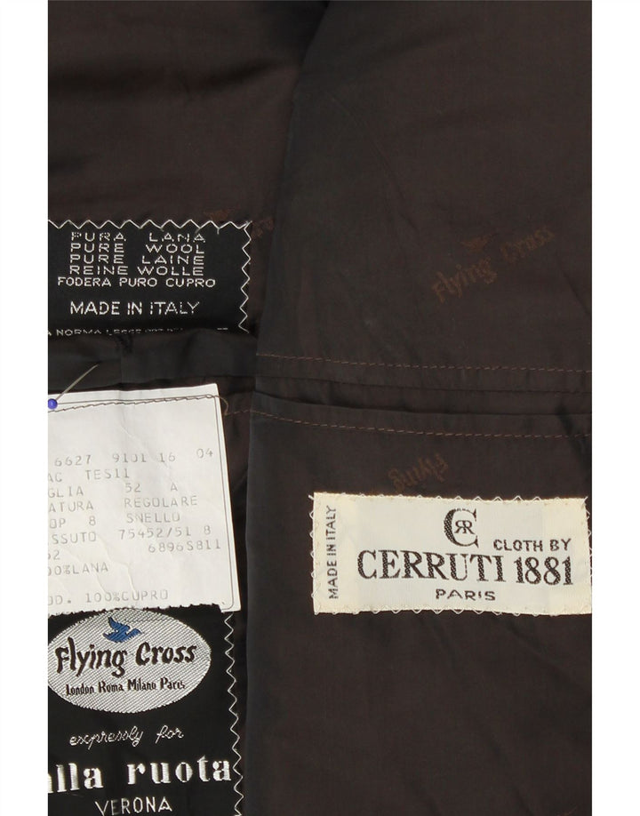 Cerruti 1881 Mens Double Breasted Blazer Jacket IT 52 XL Brown Wool Classic