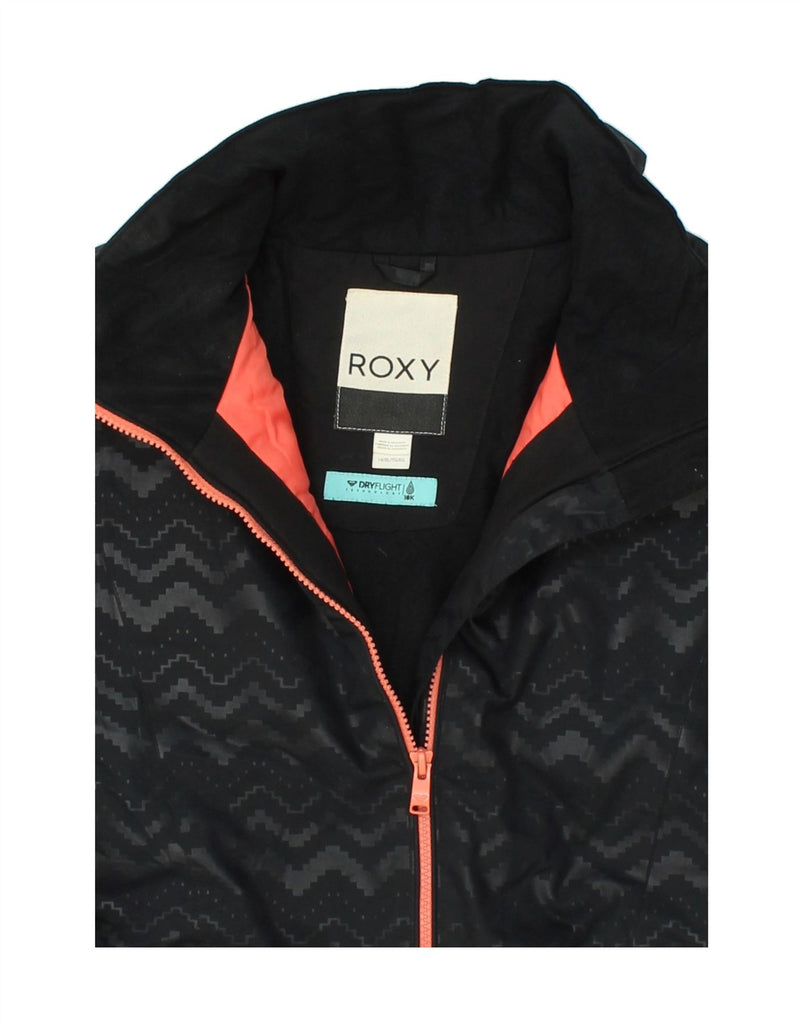 ROXY Womens Windbreaker Jacket UK 14 Large Black Chevron Polyester Vintage Roxy and Second-Hand Roxy from Messina Hembry 