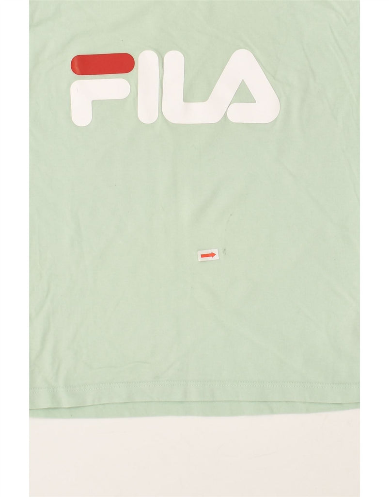 FILA Womens Graphic T-Shirt Top UK 6 XS Green Cotton | Vintage Fila | Thrift | Second-Hand Fila | Used Clothing | Messina Hembry 