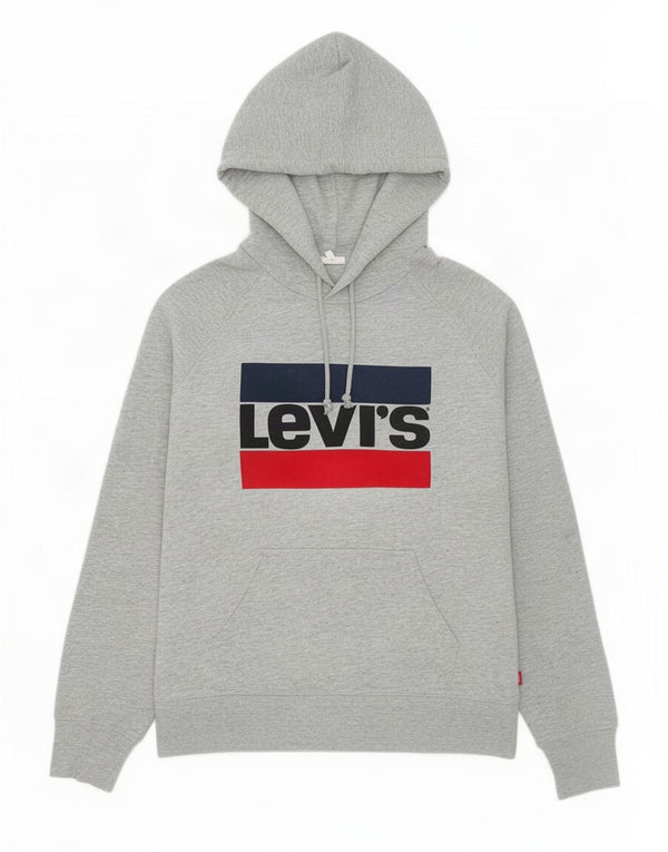 Levi's Mens Graphic Hoodie Jumper Small Grey Cotton