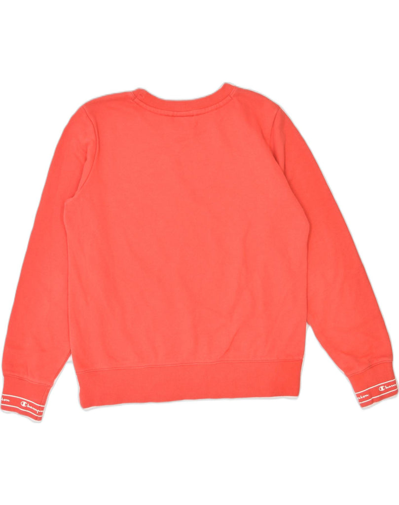 CHAMPION Womens Graphic Sweatshirt Jumper UK 16 Large Orange Cotton | Vintage Champion | Thrift | Second-Hand Champion | Used Clothing | Messina Hembry 