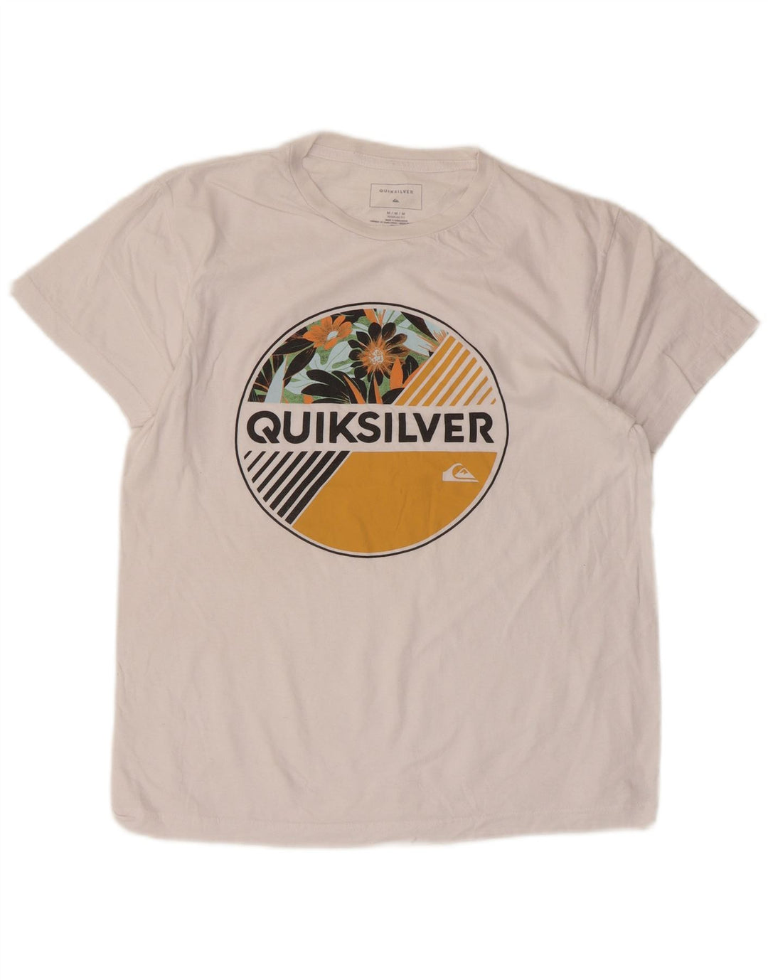 Quiksilver Womens Regular Fit Graphic T-Shirt Top UK 14 Medium White Cotton