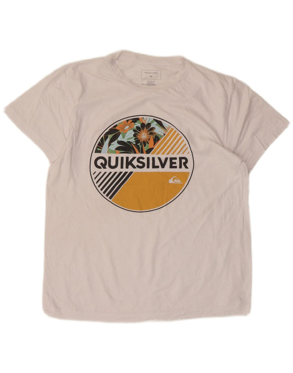 Quiksilver Womens Regular Fit Graphic T-Shirt Top UK 14 Medium White Cotton