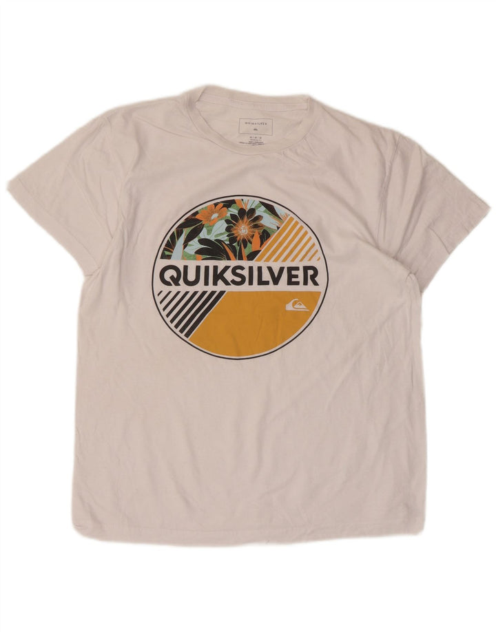 Quiksilver Womens Regular Fit Graphic T-Shirt Top UK 14 Medium White Cotton