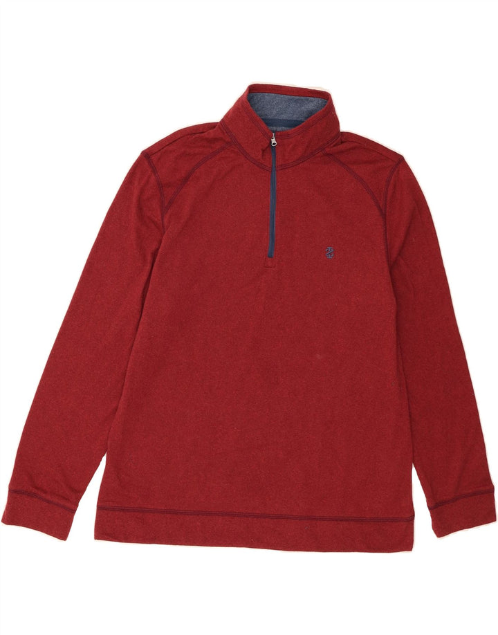 IZOD Mens Salt Water Zip Neck Sweatshirt Jumper Large Red Polyester Vintage Izod and Second-Hand Izod from Messina Hembry 