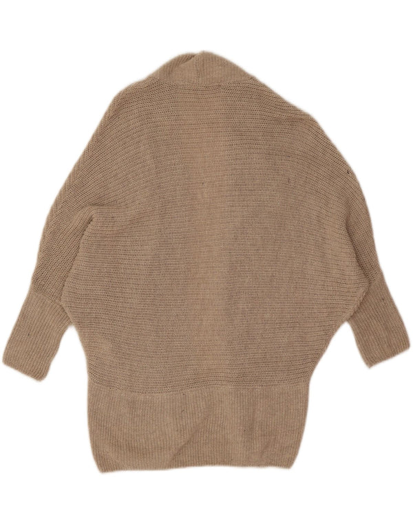 Zara Womens Batwing Open Cardigan Sweater UK 10 Small Beige Cotton