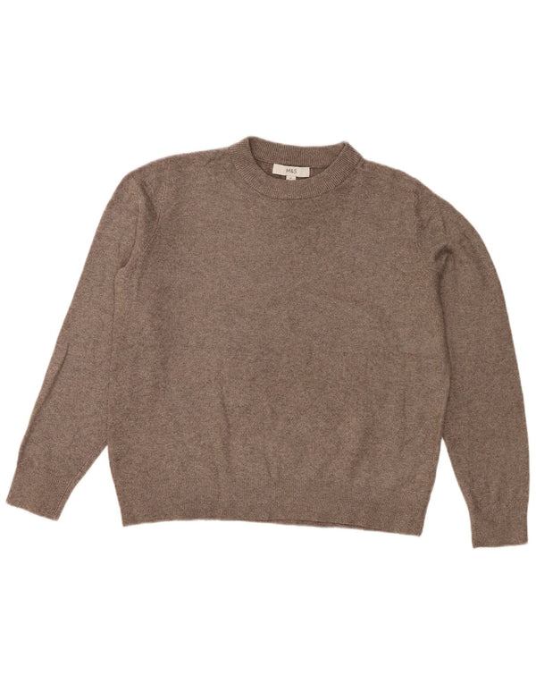 Marks & Spencer Womens Crew Neck Jumper Sweater UK 14 Medium Grey Polyester