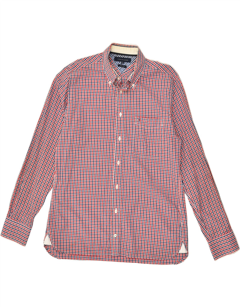 TOMMY HILFIGER Mens Custom Fit Shirt Medium Red Check Cotton | Vintage Tommy Hilfiger | Thrift | Second-Hand Tommy Hilfiger | Used Clothing | Messina Hembry 