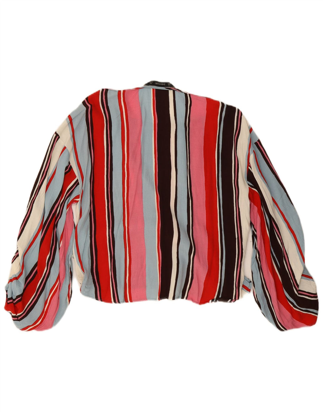 Zara Womens Crop Long Sleeve Blouse Top UK 14 Medium Multicoloured Striped