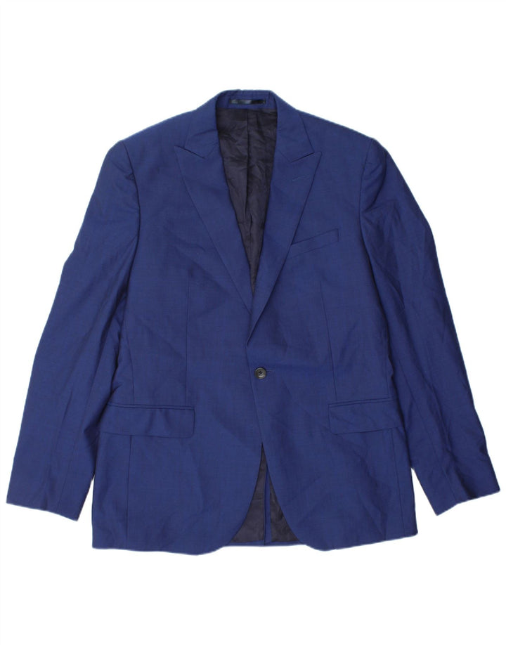 Reiss Mens 1 Button Blazer Jacket UK 40 Large Blue Wool