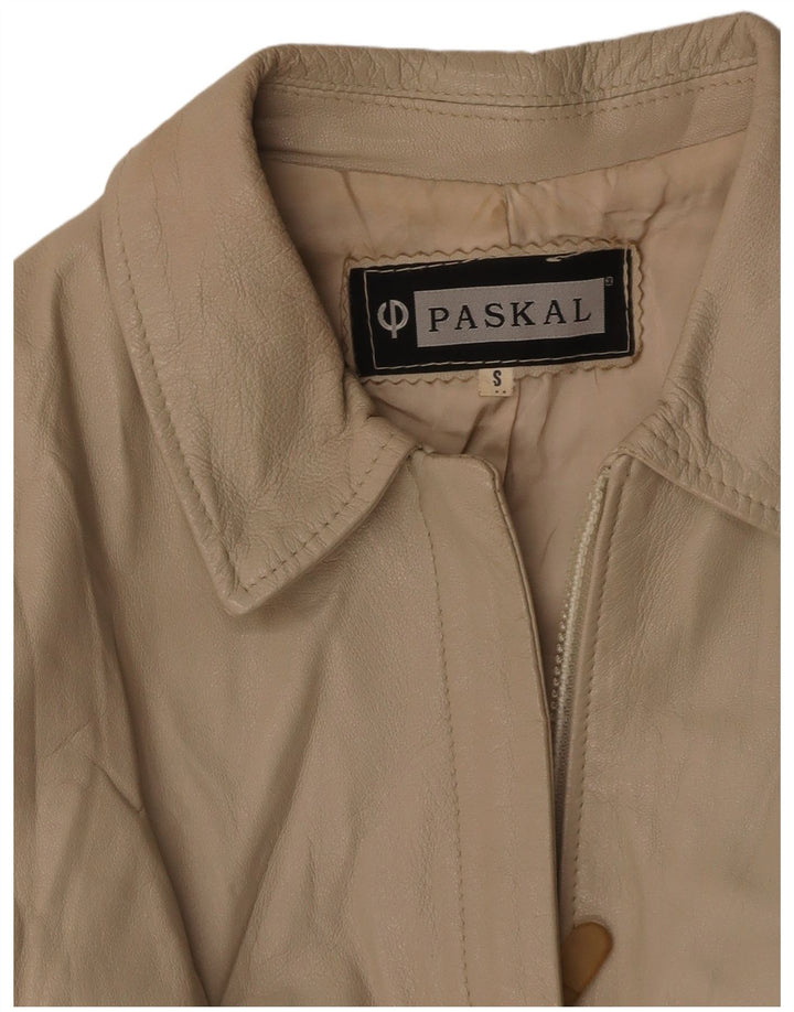 PASKAL Womens Leather Jacket UK 10 Small Beige