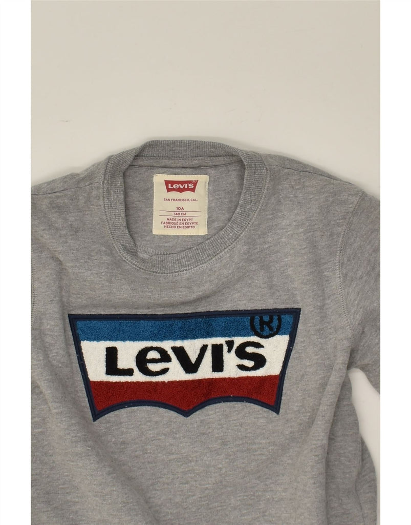 LEVI'S Girls Graphic Sweatshirt Jumper 9-10 Years Grey | Vintage Levi's | Thrift | Second-Hand Levi's | Used Clothing | Messina Hembry 