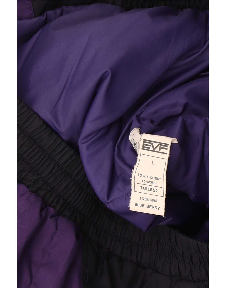 EVF Mens Hooded Ski Jacket UK 40 Large Purple Colourblock Polyester