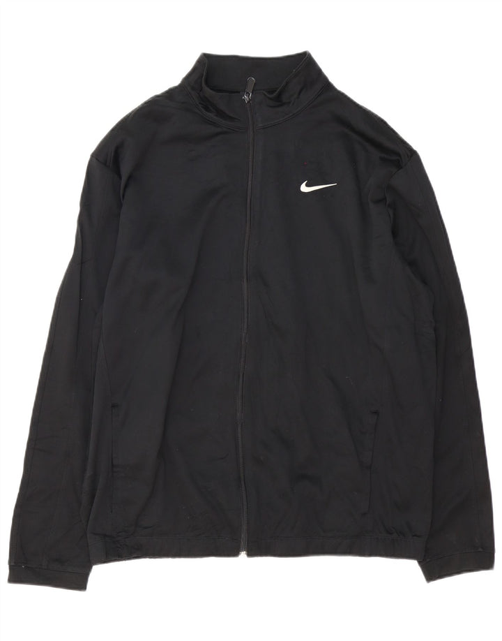 NIKE Mens Therma-Fit Tracksuit Top Jacket Large Black Polyester
