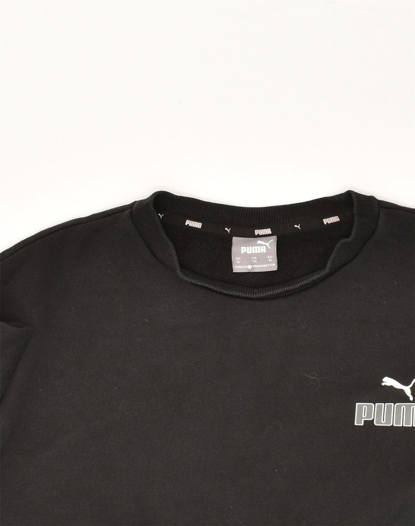 PUMA Mens Graphic Sweatshirt Jumper XL Black Cotton | Vintage Puma | Thrift | Second-Hand Puma | Used Clothing | Messina Hembry 