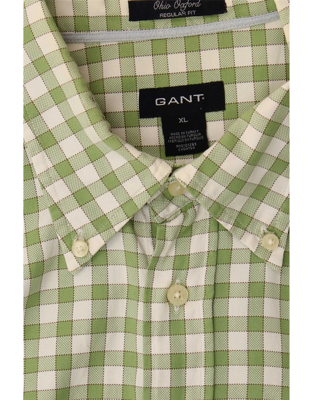 Gant Mens Regular Fit Shirt XL Green Gingham Cotton