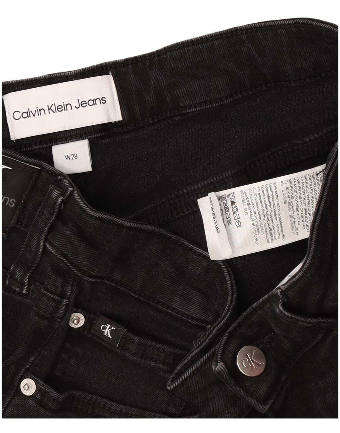 Calvin Klein Womens Denim Shorts W28 Medium  Black Cotton