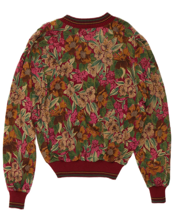 Domina Womens V-Neck Jumper Sweater IT 48 XL Multicoloured Floral Wool