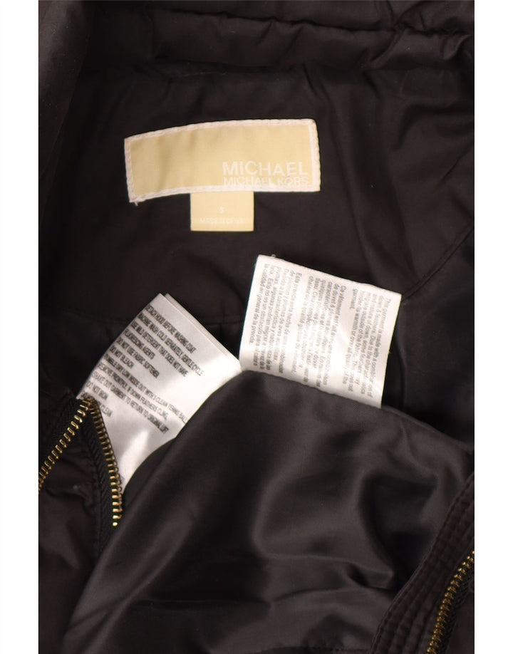 MICHAEL KORS Womens Hooded Padded Jacket UK 10 Small Black Acrylic