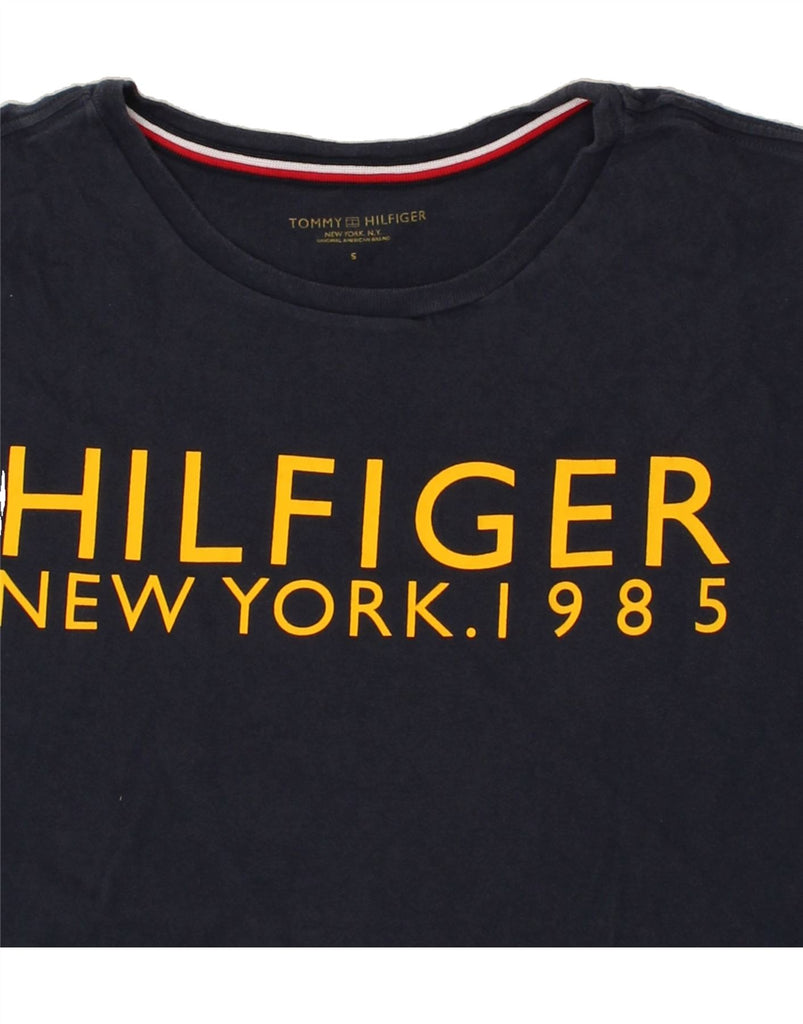 TOMMY HILFIGER Mens Graphic T-Shirt Top Small Navy Blue Cotton | Vintage Tommy Hilfiger | Thrift | Second-Hand Tommy Hilfiger | Used Clothing | Messina Hembry 