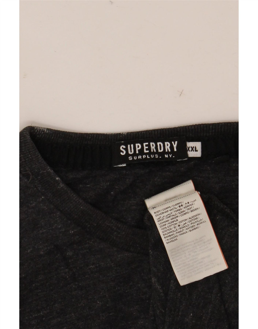 SUPERDRY Mens Top Long Sleeve 2XL Grey Flecked Cotton