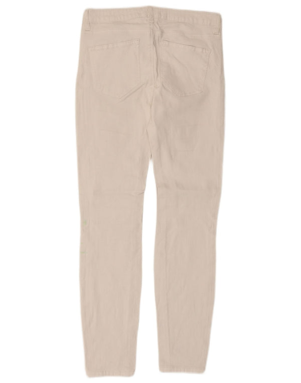 Zara Womens Slim Casual Trousers EU 36 XS W26 L27 White Cotton